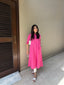 Oversized Linen Shirt Dress in Hot Pink