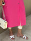 Oversized Linen Shirt Dress in Hot Pink