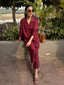 Wine Red Linen Willow Set