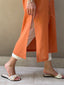 Oversized Linen Shirt Dress in Tangerine