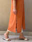 Oversized Linen Shirt Dress in Tangerine