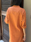Oversized Linen Shirt Dress in Tangerine