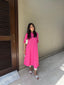 Oversized Linen Shirt Dress in Hot Pink