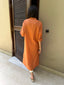 Oversized Linen Shirt Dress in Tangerine