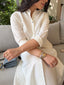 Oversized Linen Shirt Dress in White