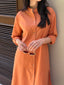 Oversized Linen Shirt Dress in Tangerine