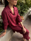 Wine Red Linen Willow Set