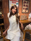 White Mandarin Sleeveless Set