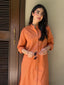Oversized Linen Shirt Dress in Tangerine