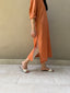 Oversized Linen Shirt Dress in Tangerine