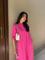 Oversized Linen Shirt Dress in Hot Pink