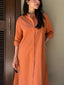 Oversized Linen Shirt Dress in Tangerine