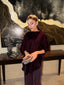 Plum Velvet Cape Set
