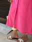 Oversized Linen Shirt Dress in Hot Pink
