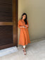 Oversized Linen Shirt Dress in Tangerine
