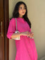 Oversized Linen Shirt Dress in Hot Pink