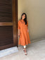 Oversized Linen Shirt Dress in Tangerine