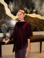 Plum Velvet Cape Set