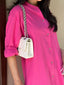 Oversized Linen Shirt Dress in Hot Pink