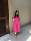 Oversized Linen Shirt Dress in Hot Pink