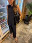 Navy Mandarin Sleeveless Set