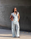 Ice Blue Linen Vest Set