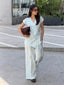 Ice Blue Linen Vest Set