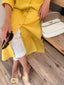 Oversized Linen Shirt Dress in Marigold
