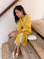 Oversized Linen Shirt Dress in Marigold