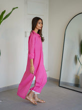 Load image into Gallery viewer, Oversized Linen Shirt Dress in Pink
