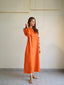 Oversized Linen Shirt Dress in Orange