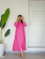 Oversized Linen Shirt Dress in Pink