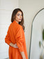 Oversized Linen Shirt Dress in Orange